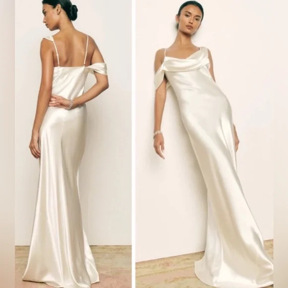 Reformation Rhonda silk wedding dress ivory NWT - Picture 2 of 10
